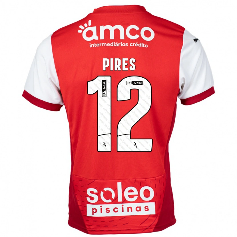 Danxen Enfant Maillot Hugo Pires #12 Rouge Blanc Tenues Domicile 2024/25 T-Shirt