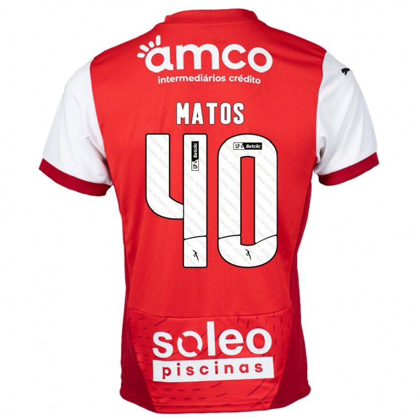 Danxen Enfant Maillot João Matos #40 Rouge Blanc Tenues Domicile 2024/25 T-Shirt