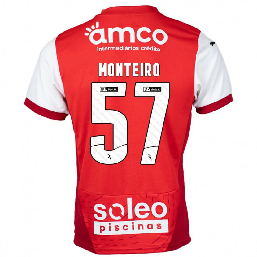 Danxen Enfant Maillot Jordan Monteiro #57 Rouge Blanc Tenues Domicile 2024/25 T-Shirt