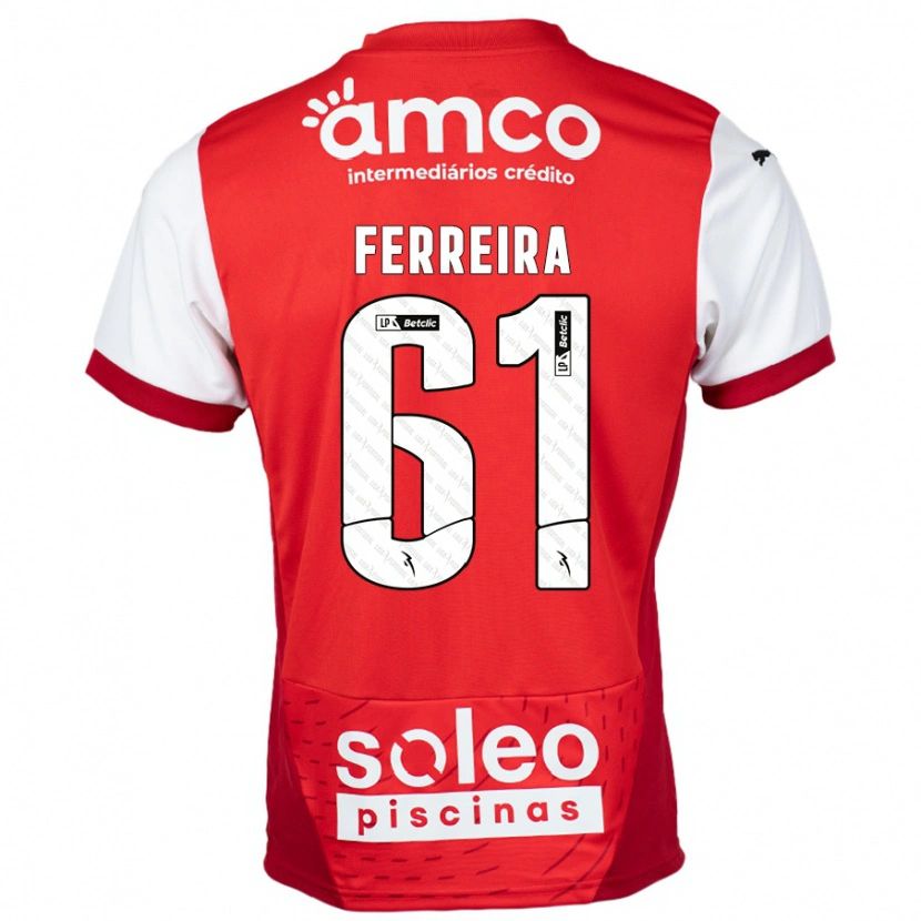 Danxen Enfant Maillot Tiago Ferreira #61 Rouge Blanc Tenues Domicile 2024/25 T-Shirt