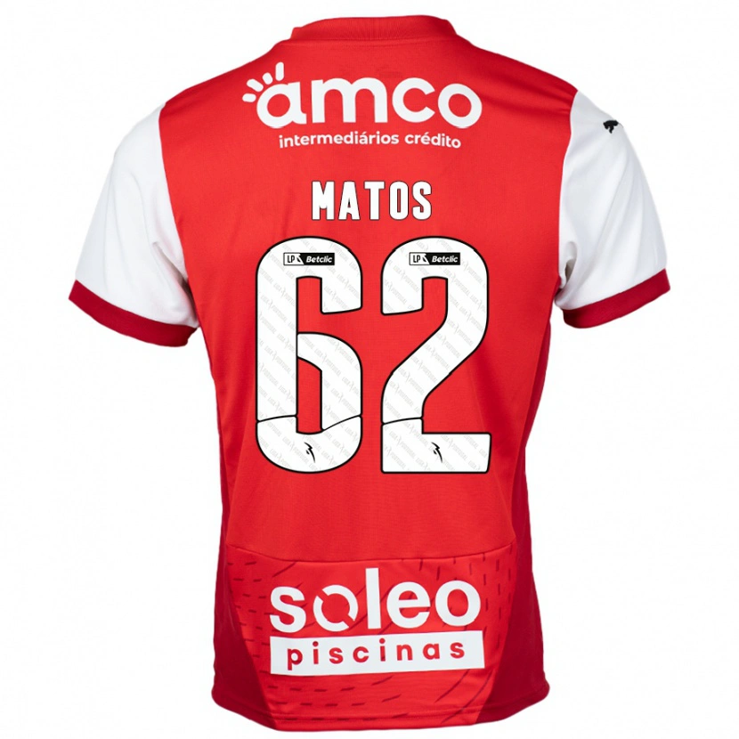 Danxen Enfant Maillot Nuno Matos #62 Rouge Blanc Tenues Domicile 2024/25 T-Shirt