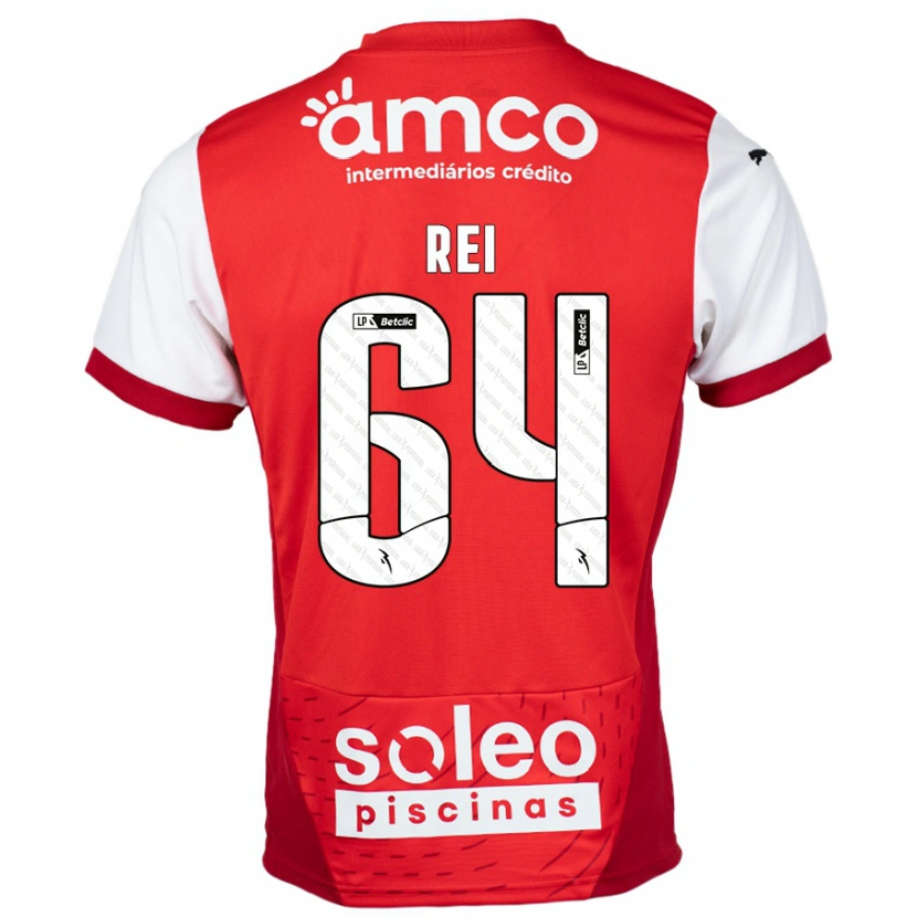 Danxen Enfant Maillot Ricardo Rei #64 Rouge Blanc Tenues Domicile 2024/25 T-Shirt