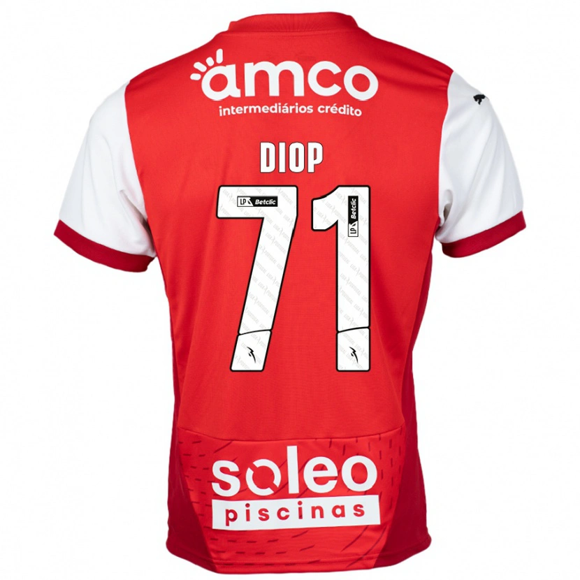 Danxen Enfant Maillot Mamadou Diop #71 Rouge Blanc Tenues Domicile 2024/25 T-Shirt