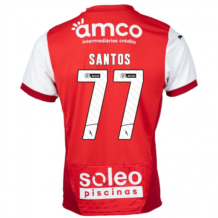 Danxen Enfant Maillot Edu Santos #77 Rouge Blanc Tenues Domicile 2024/25 T-Shirt