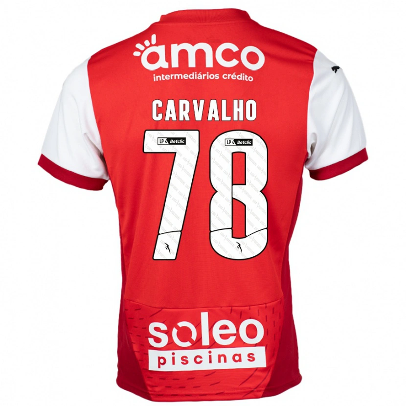 Danxen Enfant Maillot João Carvalho #78 Rouge Blanc Tenues Domicile 2024/25 T-Shirt