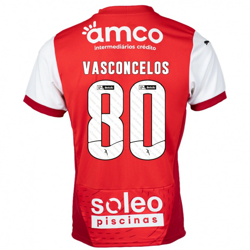 Danxen Enfant Maillot Vasconcelos #80 Rouge Blanc Tenues Domicile 2024/25 T-Shirt