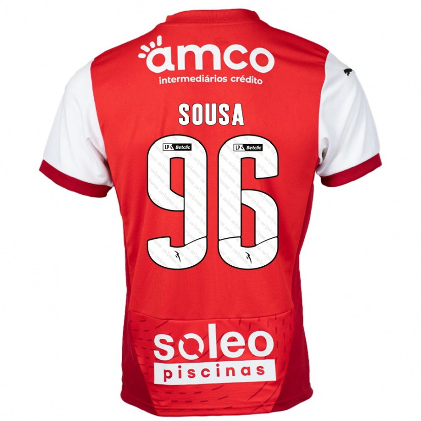 Danxen Enfant Maillot Afonso Sousa #96 Rouge Blanc Tenues Domicile 2024/25 T-Shirt