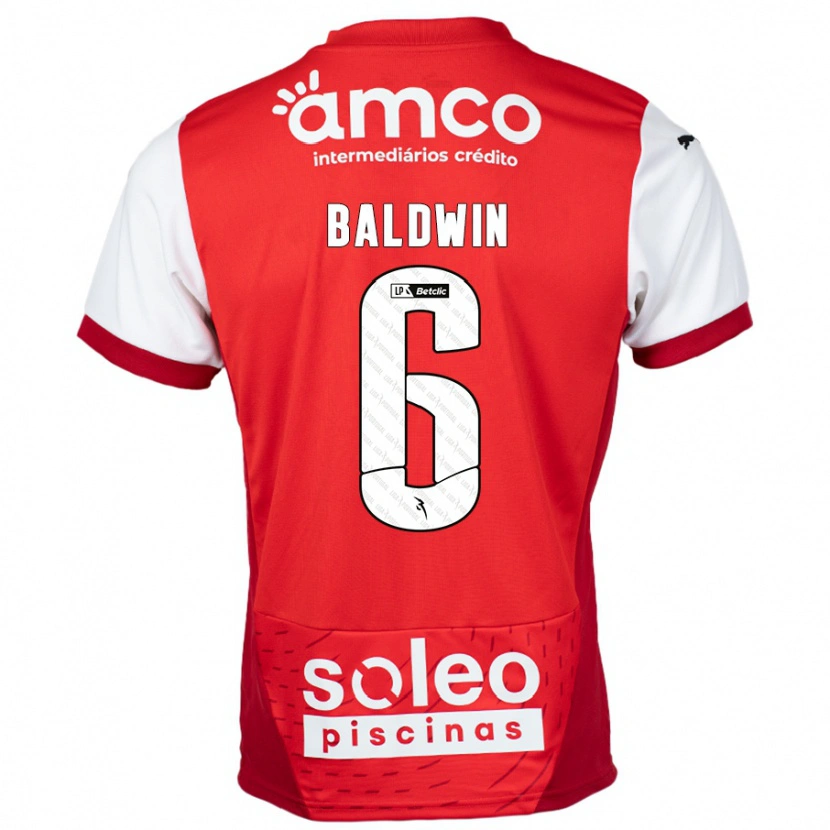 Danxen Enfant Maillot Carlyn Baldwin #6 Rouge Blanc Tenues Domicile 2024/25 T-Shirt