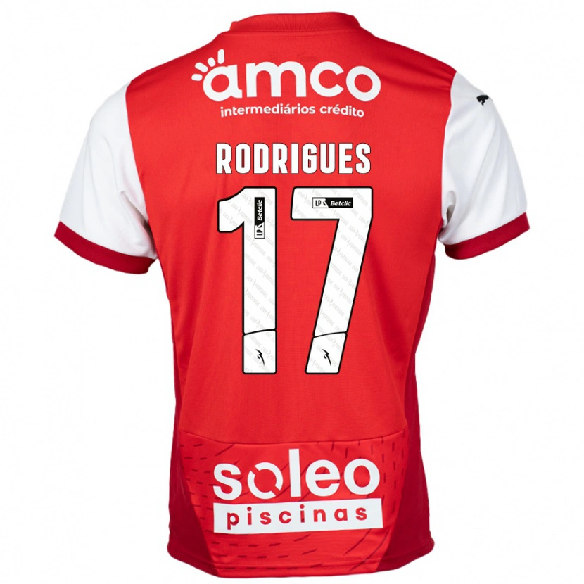 Danxen Enfant Maillot Tânia Rodrigues #17 Rouge Blanc Tenues Domicile 2024/25 T-Shirt