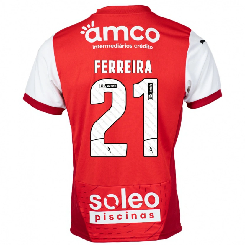 Danxen Enfant Maillot Ana Carolina Ferreira #21 Rouge Blanc Tenues Domicile 2024/25 T-Shirt