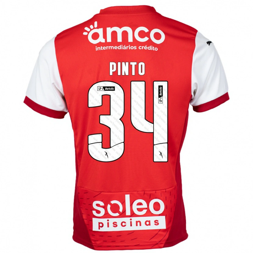 Danxen Enfant Maillot Ana Pinto #34 Rouge Blanc Tenues Domicile 2024/25 T-Shirt