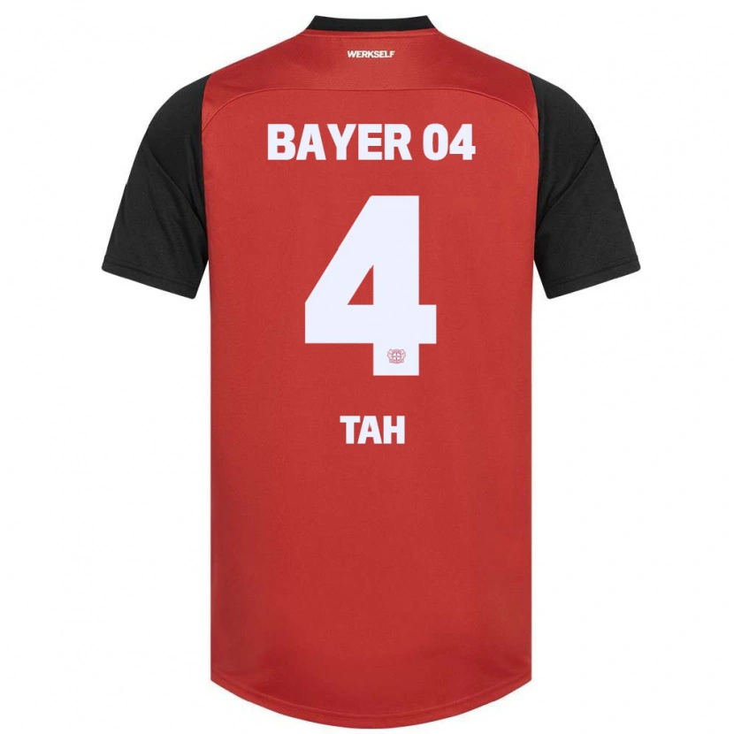 Danxen Enfant Maillot Jonathan Tah #4 Rouge Noir Tenues Domicile 2024/25 T-Shirt