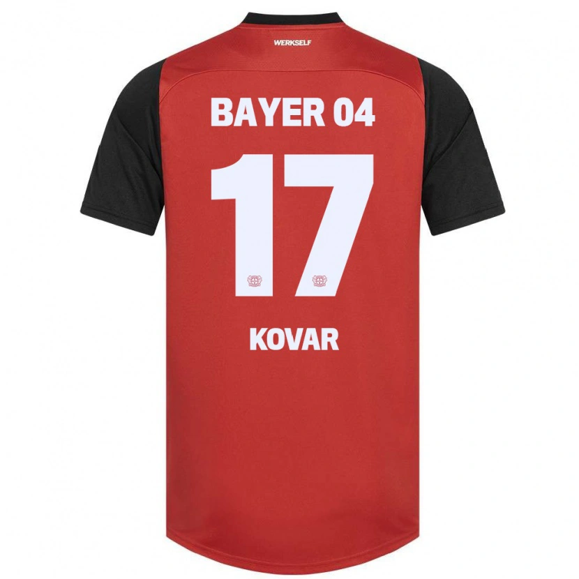 Danxen Enfant Maillot Matej Kovar #17 Rouge Noir Tenues Domicile 2024/25 T-Shirt