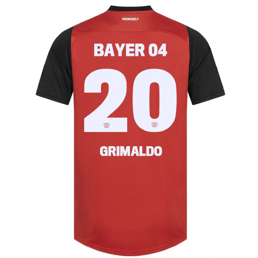 Danxen Enfant Maillot Alejandro Grimaldo #20 Rouge Noir Tenues Domicile 2024/25 T-Shirt