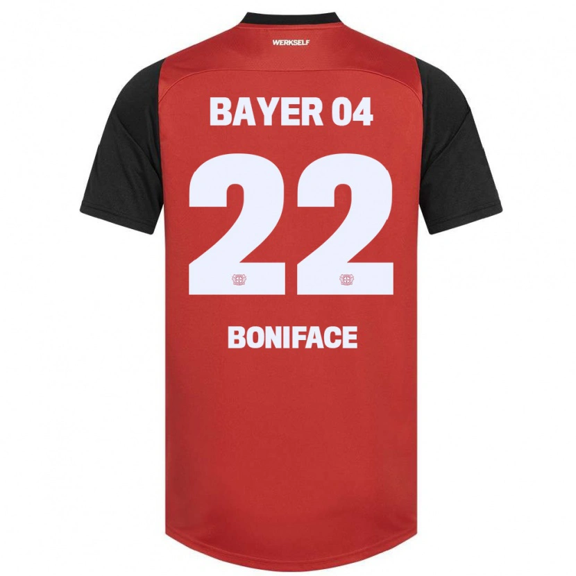 Danxen Enfant Maillot Victor Boniface #22 Rouge Noir Tenues Domicile 2024/25 T-Shirt