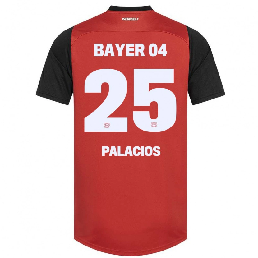 Danxen Enfant Maillot Exequiel Palacios #25 Rouge Noir Tenues Domicile 2024/25 T-Shirt