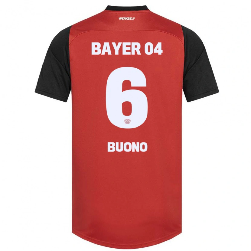 Danxen Enfant Maillot Francesco Buono #6 Rouge Noir Tenues Domicile 2024/25 T-Shirt