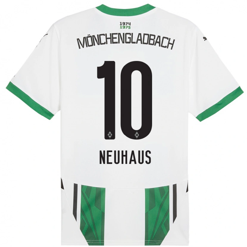 Danxen Enfant Maillot Florian Neuhaus #10 Blanc Vert Tenues Domicile 2024/25 T-Shirt