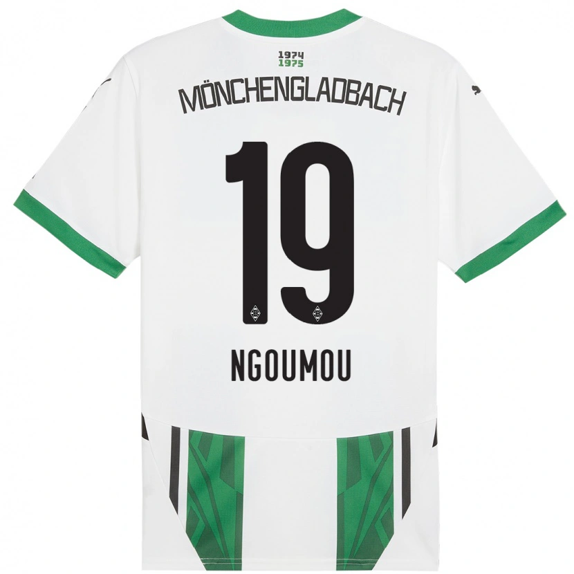 Danxen Enfant Maillot Nathan Ngoumou #19 Blanc Vert Tenues Domicile 2024/25 T-Shirt