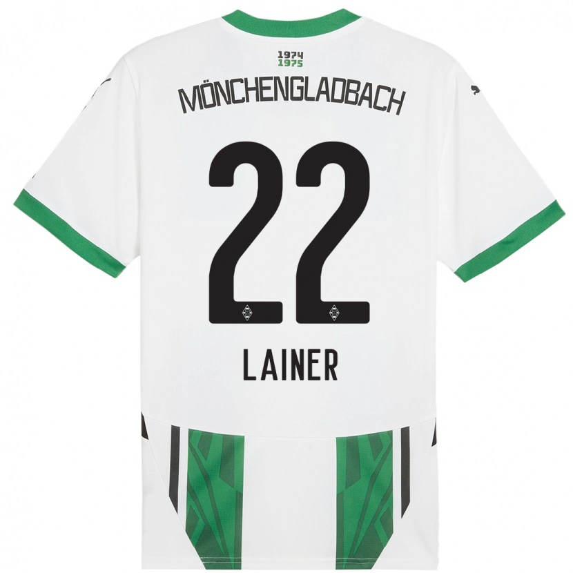 Danxen Enfant Maillot Stefan Lainer #22 Blanc Vert Tenues Domicile 2024/25 T-Shirt