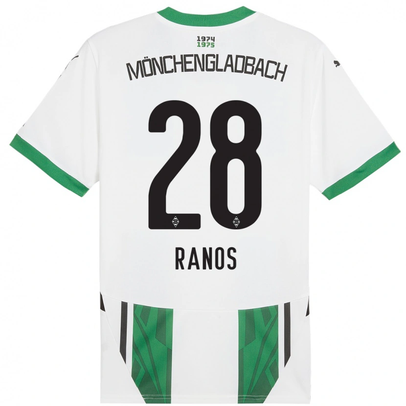 Danxen Enfant Maillot Grant-Leon Ranos #28 Blanc Vert Tenues Domicile 2024/25 T-Shirt