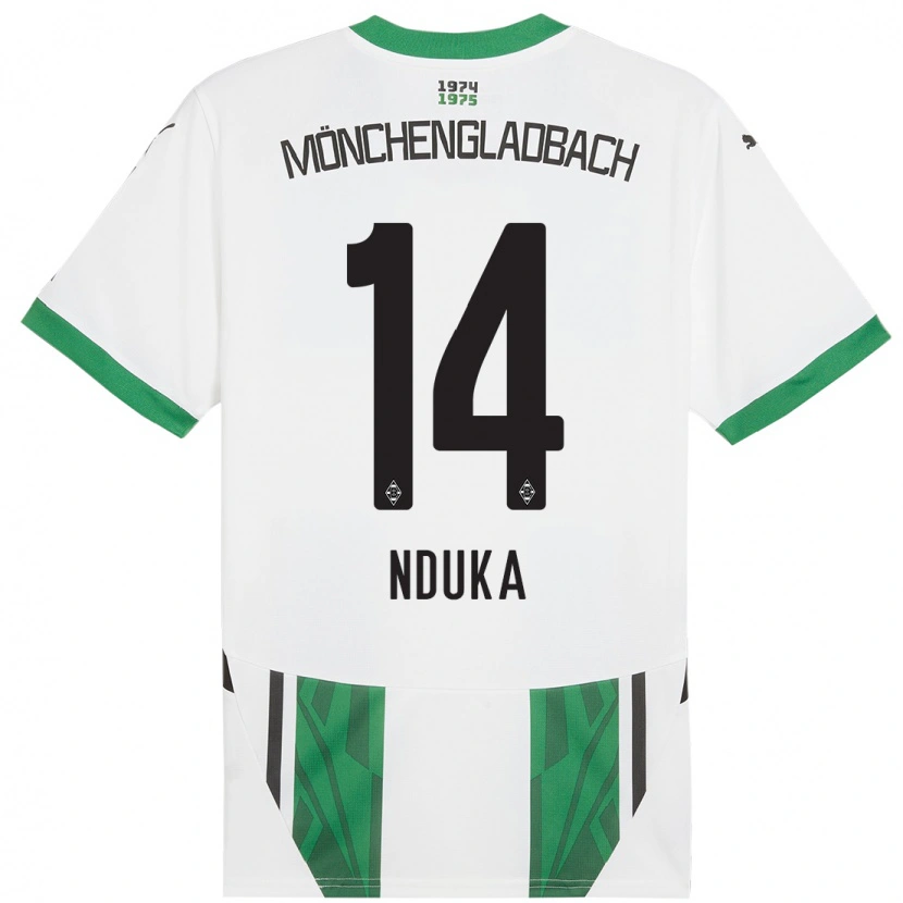 Danxen Enfant Maillot Michael Nduka #14 Blanc Vert Tenues Domicile 2024/25 T-Shirt