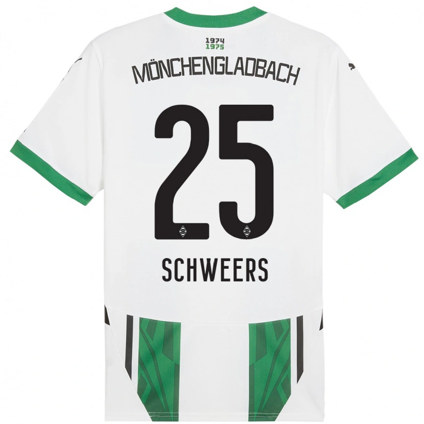 Danxen Enfant Maillot Lion Schweers #25 Blanc Vert Tenues Domicile 2024/25 T-Shirt