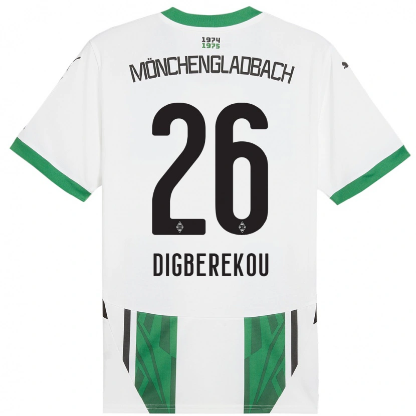 Danxen Enfant Maillot Ibrahim Digberekou #26 Blanc Vert Tenues Domicile 2024/25 T-Shirt