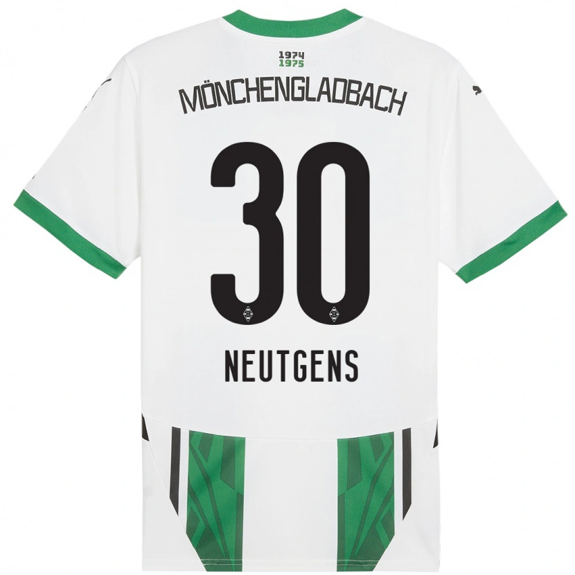 Danxen Enfant Maillot Maximilian Neutgens #30 Blanc Vert Tenues Domicile 2024/25 T-Shirt