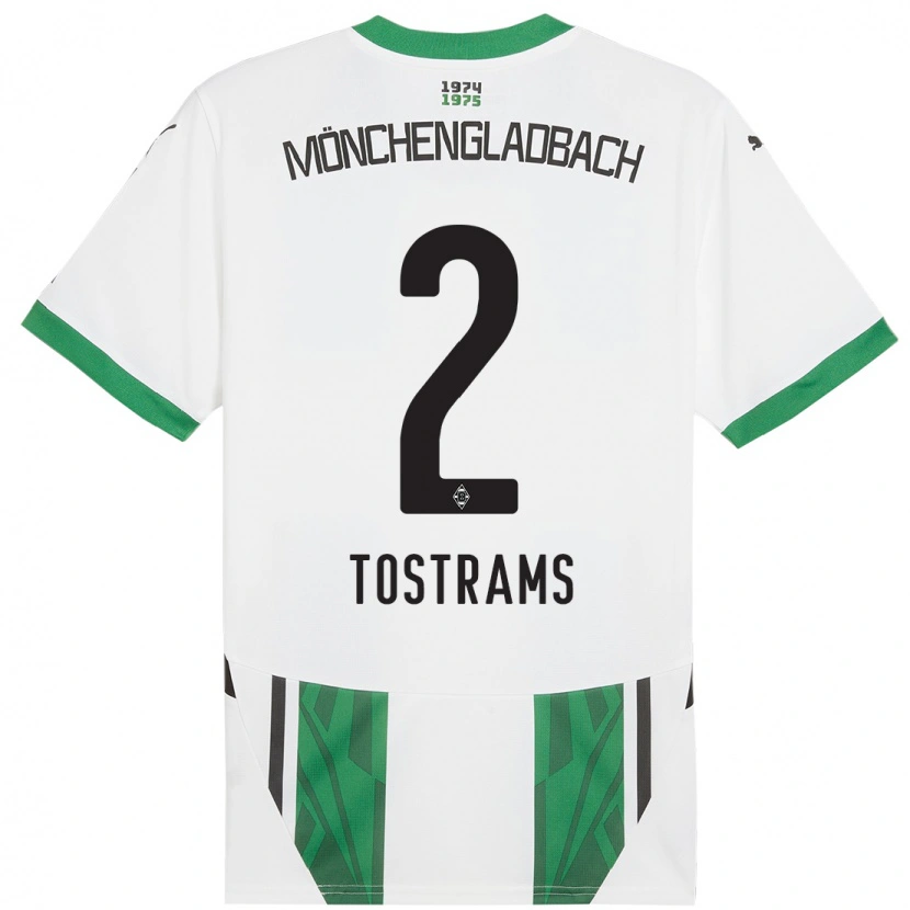 Danxen Enfant Maillot Eva Tostrams #2 Blanc Vert Tenues Domicile 2024/25 T-Shirt