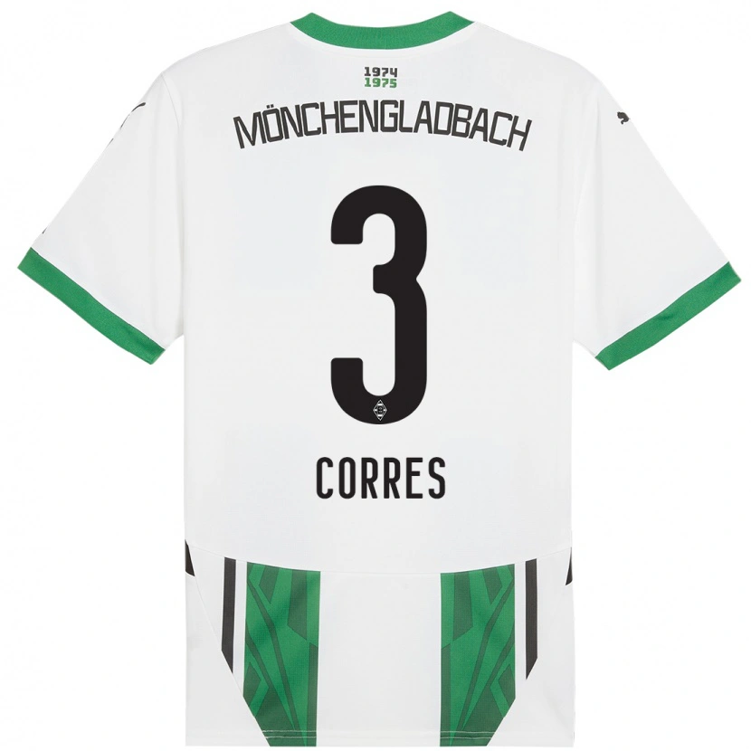 Danxen Enfant Maillot Carolin Corres #3 Blanc Vert Tenues Domicile 2024/25 T-Shirt