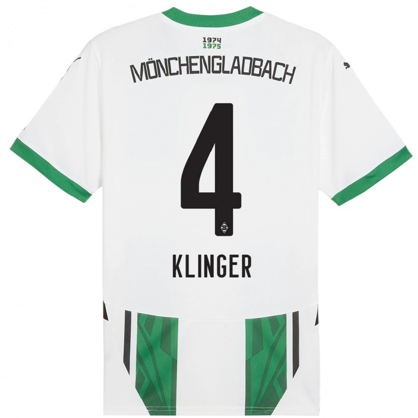 Danxen Enfant Maillot Nina Klinger #4 Blanc Vert Tenues Domicile 2024/25 T-Shirt