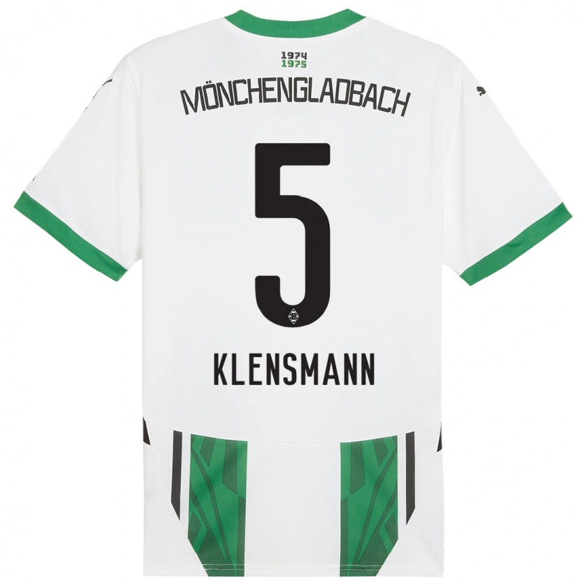 Danxen Enfant Maillot Paula Klensmann #5 Blanc Vert Tenues Domicile 2024/25 T-Shirt