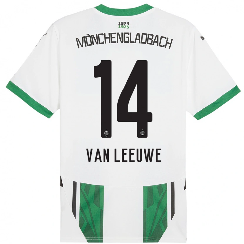 Danxen Enfant Maillot Kyra Van Leeuwe #14 Blanc Vert Tenues Domicile 2024/25 T-Shirt