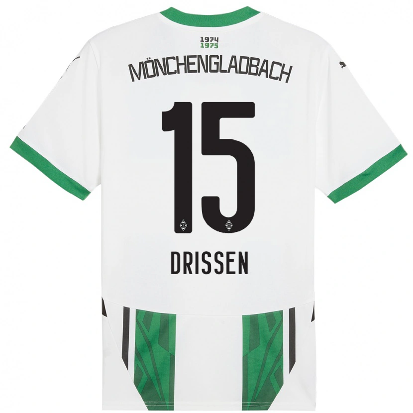 Danxen Enfant Maillot Sam Drissen #15 Blanc Vert Tenues Domicile 2024/25 T-Shirt