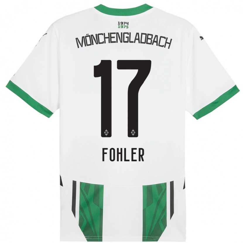 Danxen Enfant Maillot Selma Fohler #17 Blanc Vert Tenues Domicile 2024/25 T-Shirt