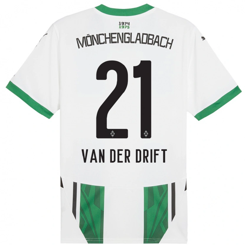 Danxen Enfant Maillot Suus Van Der Drift #21 Blanc Vert Tenues Domicile 2024/25 T-Shirt