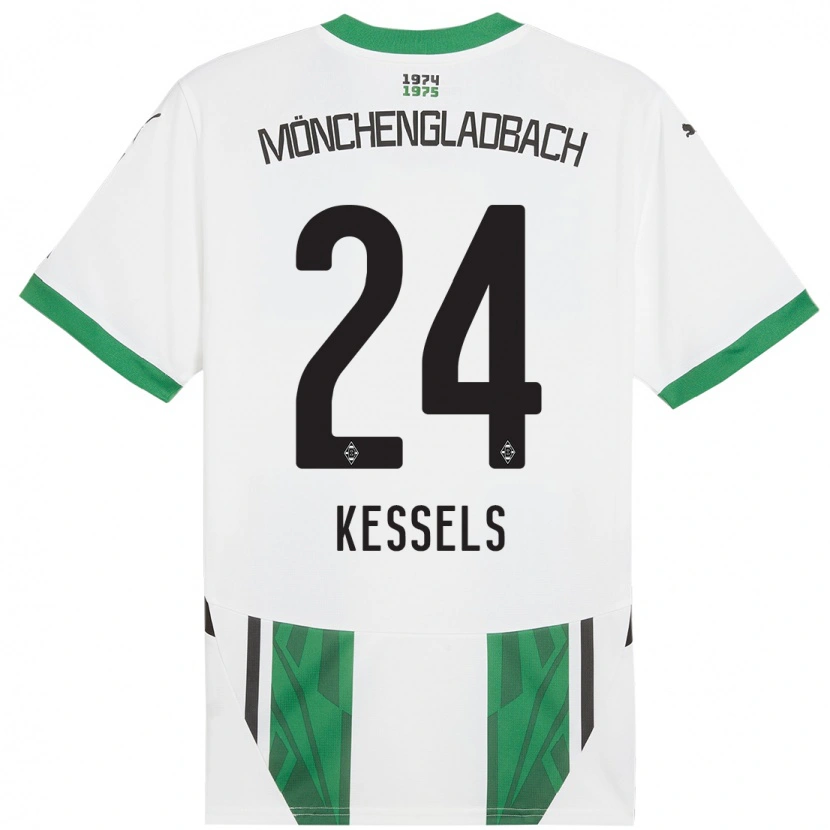 Danxen Enfant Maillot Imke Kessels #24 Blanc Vert Tenues Domicile 2024/25 T-Shirt