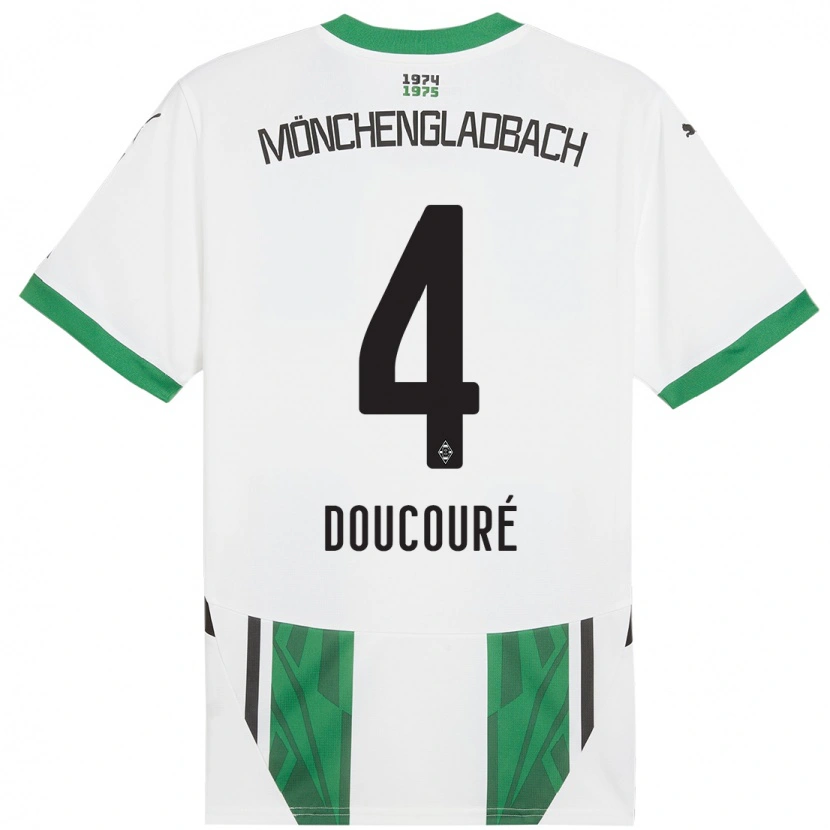 Danxen Enfant Maillot Mamadou Doucouré #4 Blanc Vert Tenues Domicile 2024/25 T-Shirt