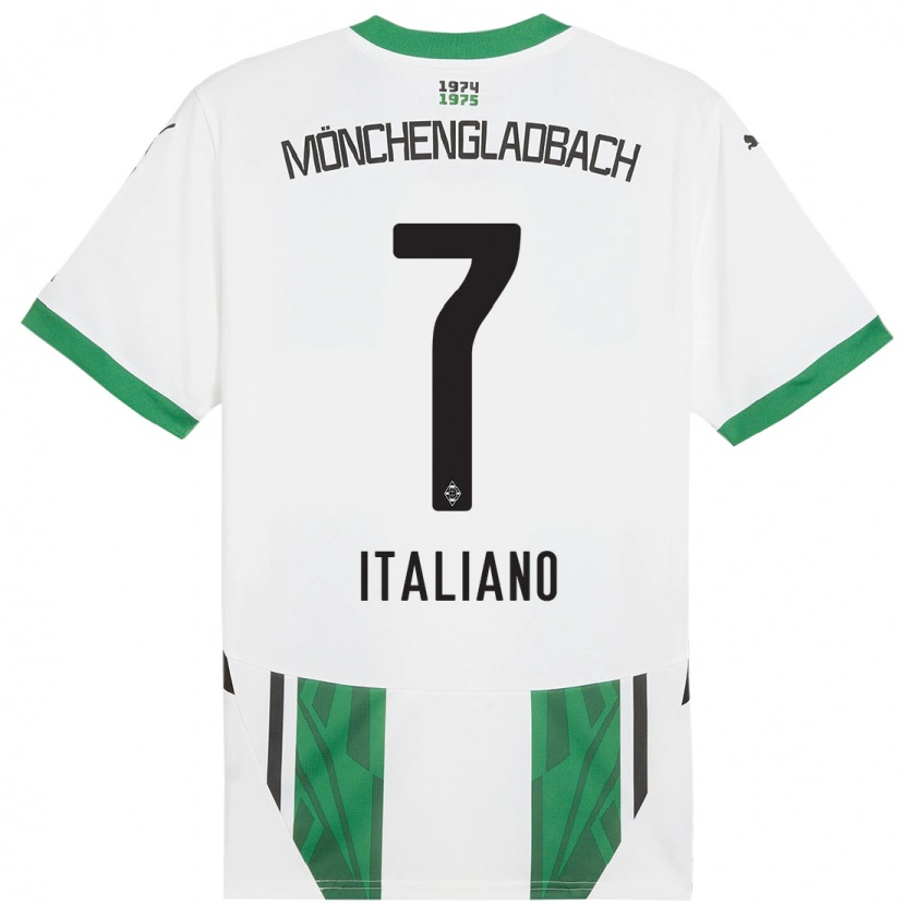 Danxen Enfant Maillot Jacob Italiano #7 Blanc Vert Tenues Domicile 2024/25 T-Shirt