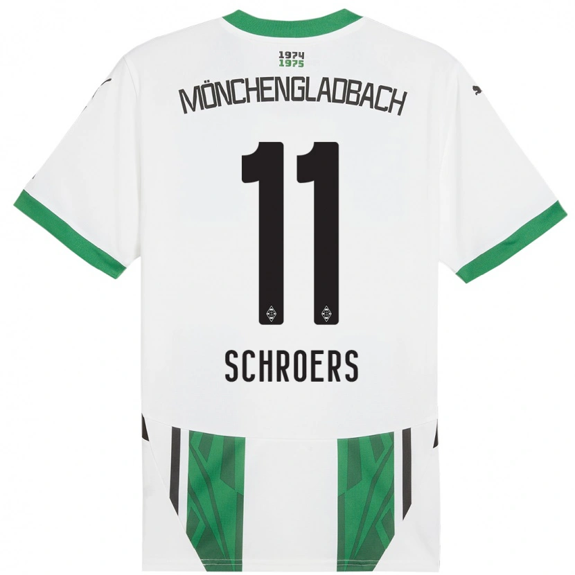 Danxen Enfant Maillot Mika Schroers #11 Blanc Vert Tenues Domicile 2024/25 T-Shirt