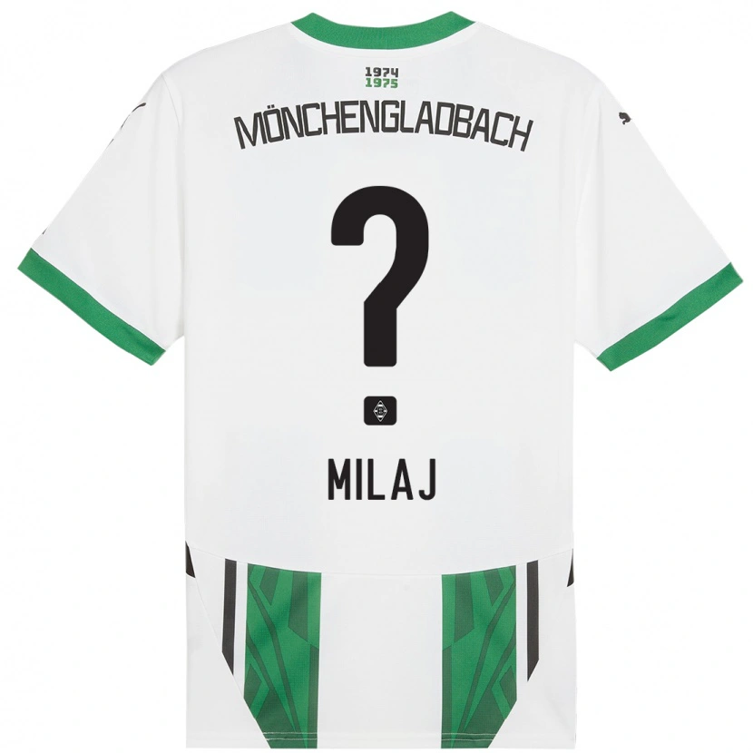 Danxen Enfant Maillot Adonis Milaj #0 Blanc Vert Tenues Domicile 2024/25 T-Shirt