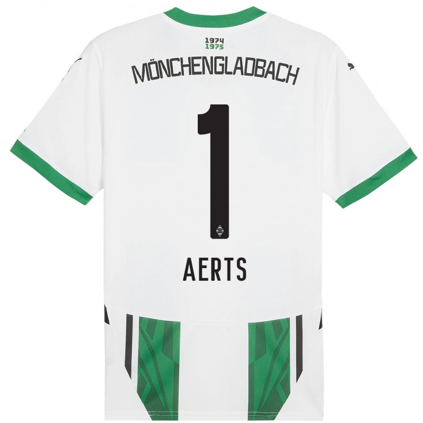 Danxen Enfant Maillot Liv Aerts #1 Blanc Vert Tenues Domicile 2024/25 T-Shirt