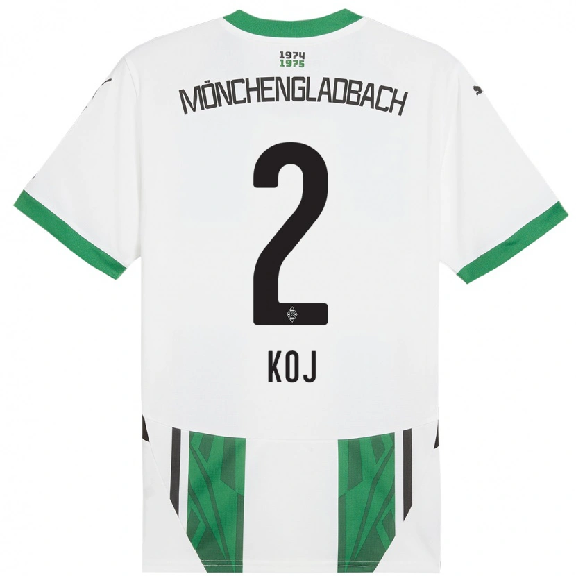 Danxen Enfant Maillot Julia Koj #2 Blanc Vert Tenues Domicile 2024/25 T-Shirt