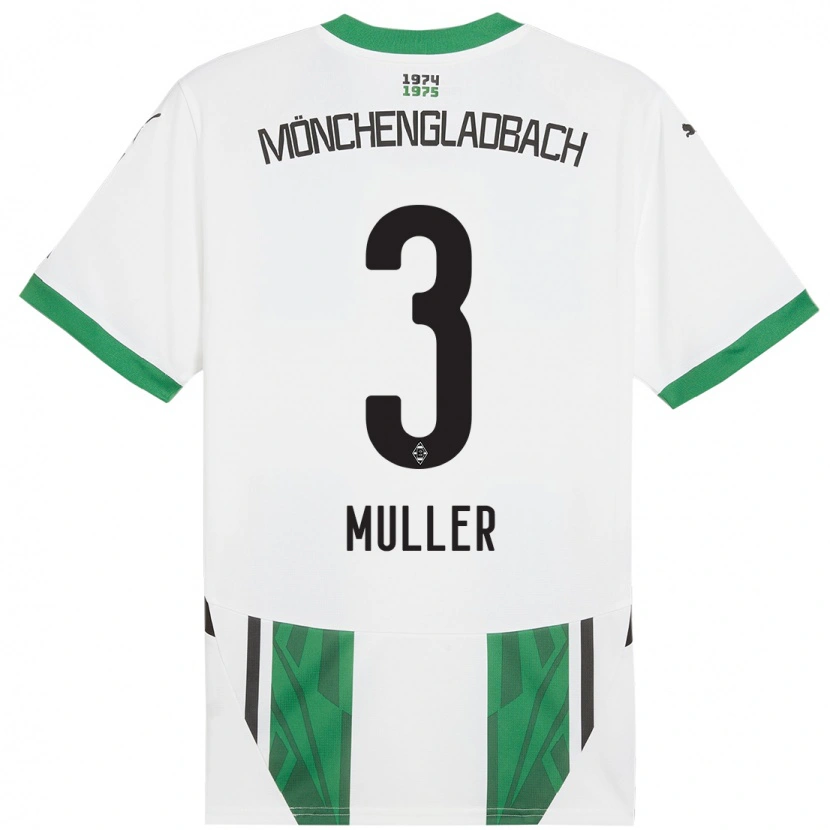 Danxen Enfant Maillot Barbara Müller #3 Blanc Vert Tenues Domicile 2024/25 T-Shirt