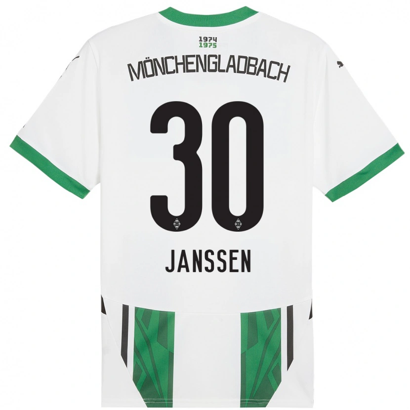 Danxen Enfant Maillot Annalena Janssen #30 Blanc Vert Tenues Domicile 2024/25 T-Shirt