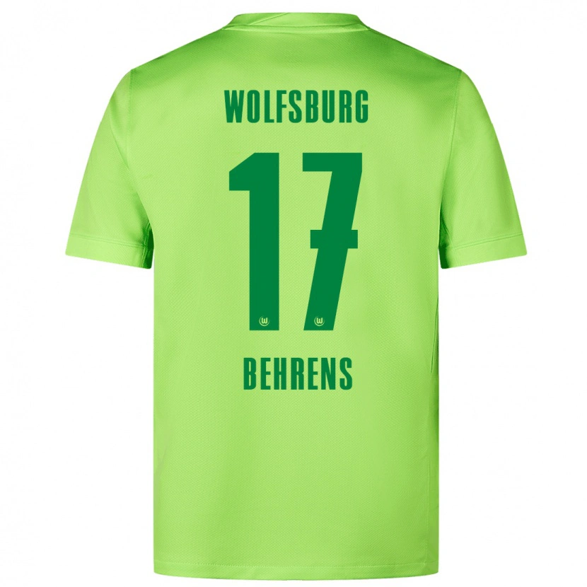 Danxen Enfant Maillot Kevin Behrens #17 Vert Fluo Tenues Domicile 2024/25 T-Shirt