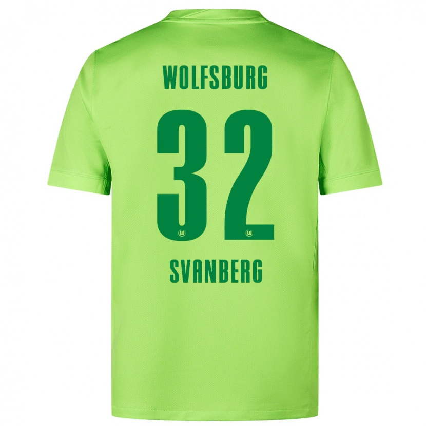 Danxen Enfant Maillot Mattias Svanberg #32 Vert Fluo Tenues Domicile 2024/25 T-Shirt