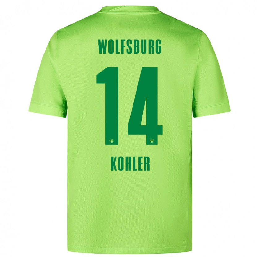 Danxen Enfant Maillot Leonard Köhler #14 Vert Fluo Tenues Domicile 2024/25 T-Shirt