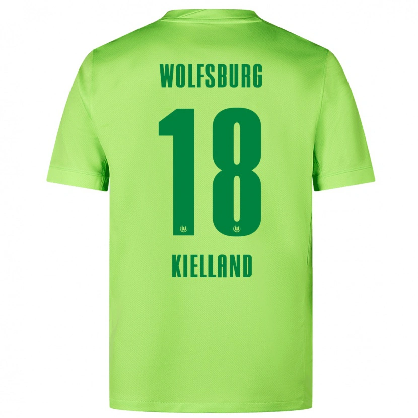 Danxen Enfant Maillot Justine Kielland #18 Vert Fluo Tenues Domicile 2024/25 T-Shirt